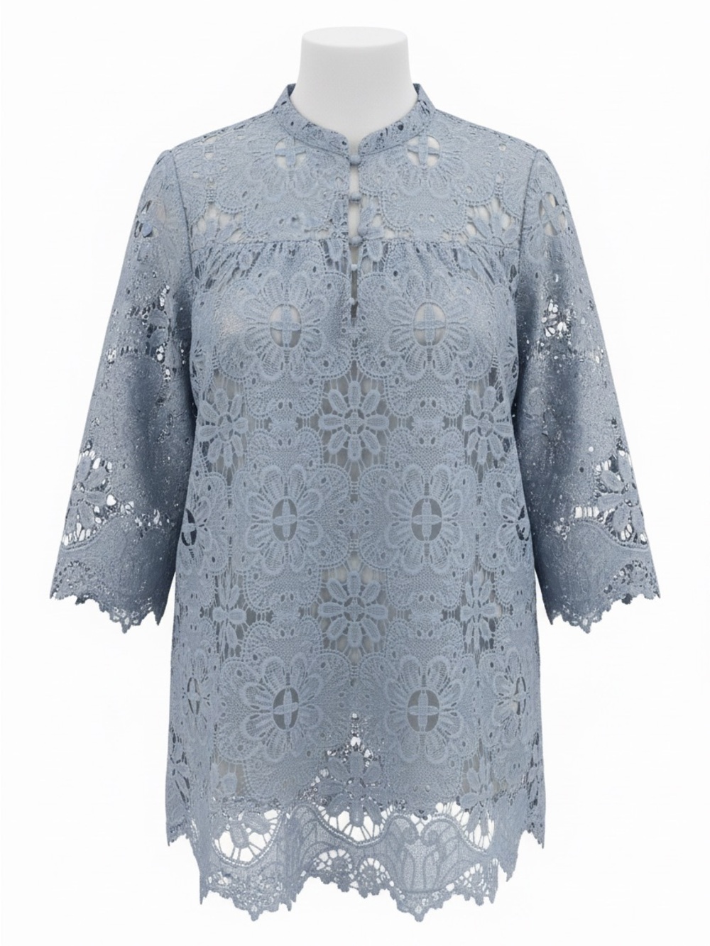 New York & Company Light Blue Lace Mini Dress